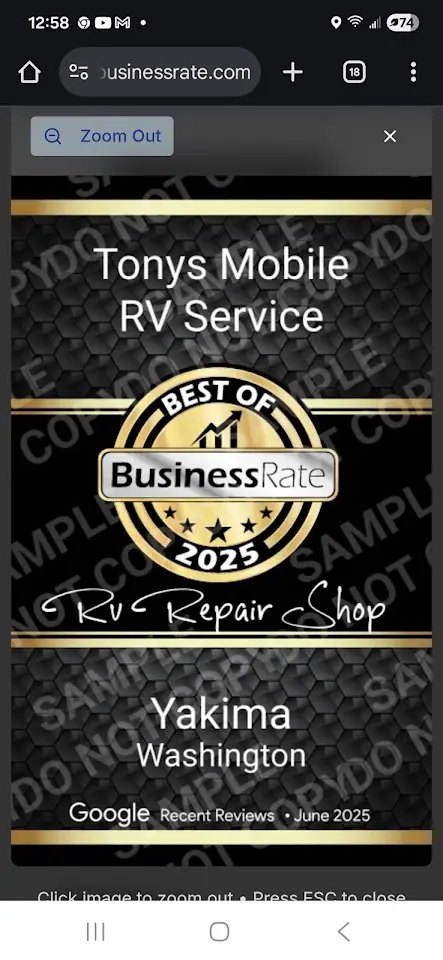 Tonys Mobile RV Service, RV repair in Yakima