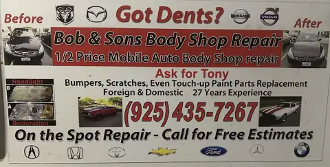 Got Dent ? Bob&Sons Mobile Auto Body Shop Repair in Northridge, CA