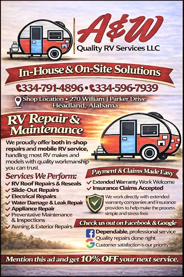 A&W Quality RV Services LLC, RV repair in Headland